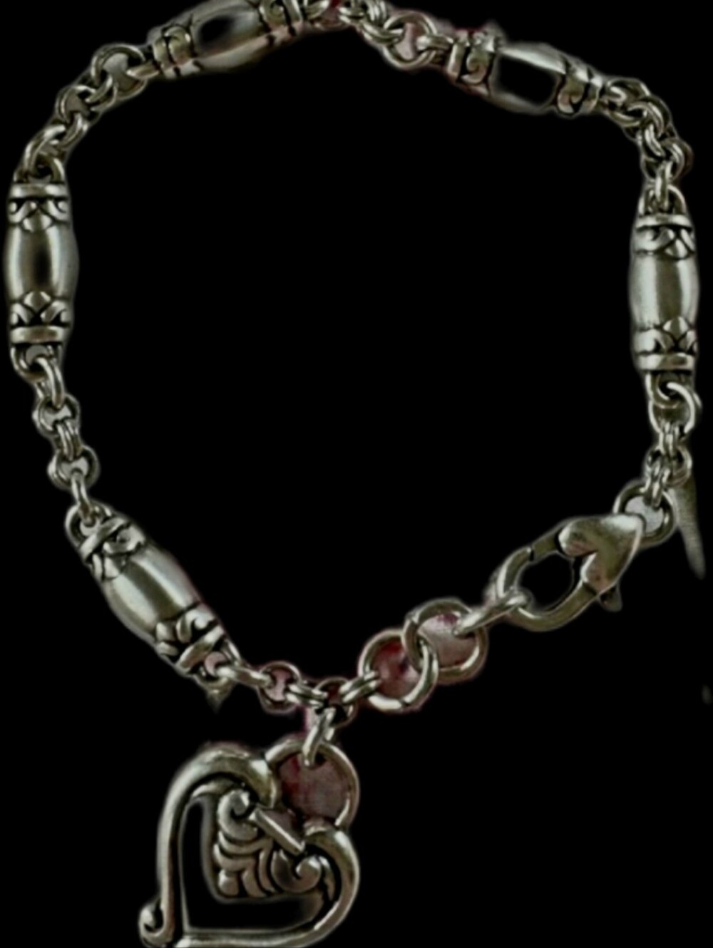 Brighton Blair Silver Heart Barrel link Bracelet ✨️ RARE !